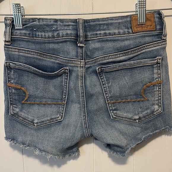 American Eagle Outfitters Blue Jean Shorty Shorts Distressed Style - Picture 5 of 6